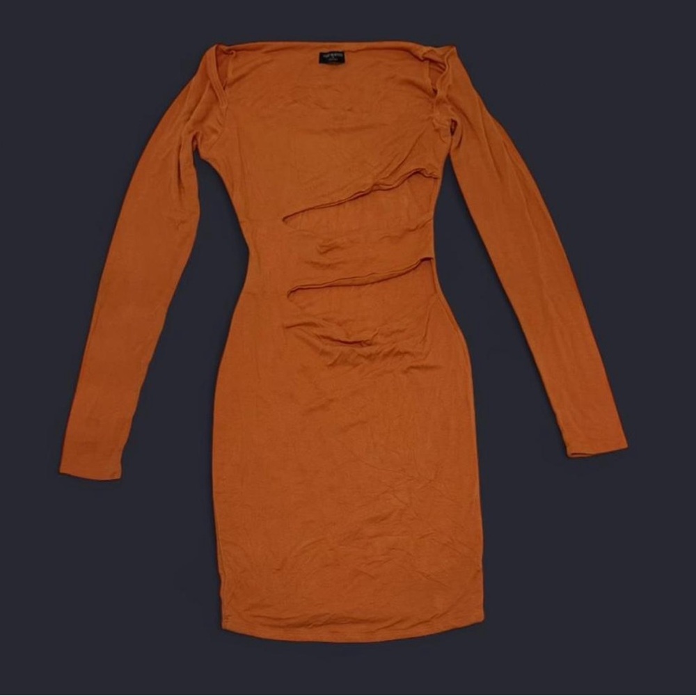Naked Wardrobe Orange Long Sleeve Dress